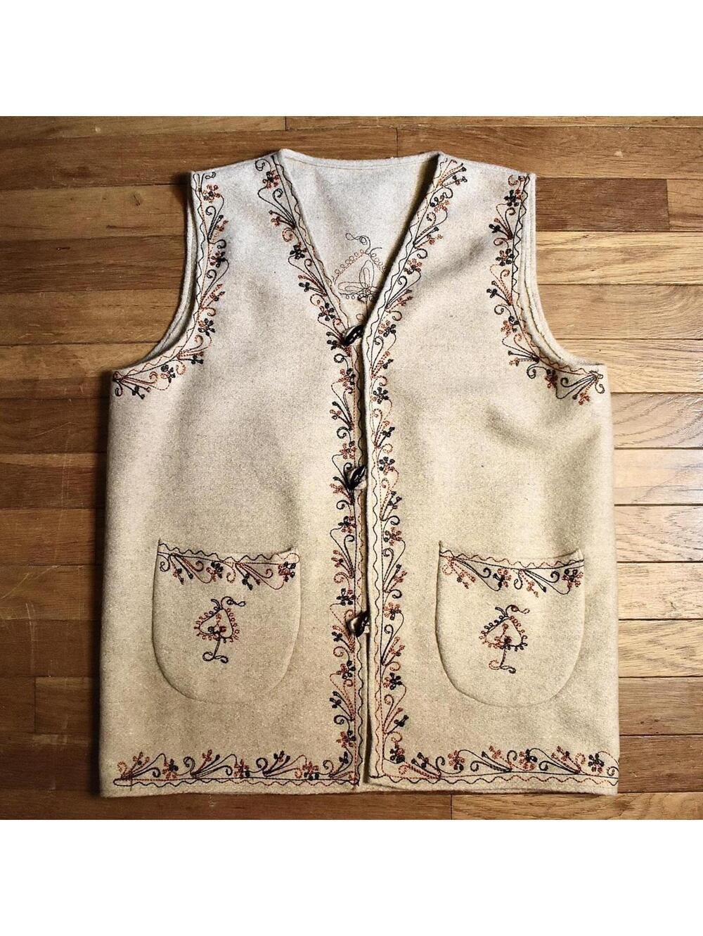 Vintage hand embroidered floral vest